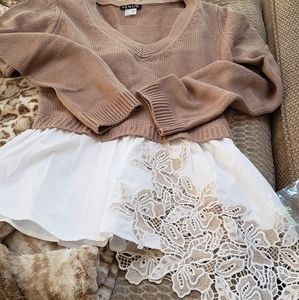 Venus Sweater Faux Top, Applique, New S